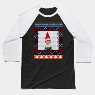 Elf Mug Shot Ugly Christmas Sweater Baseball T-Shirt